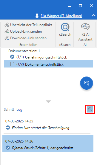 view document versions log