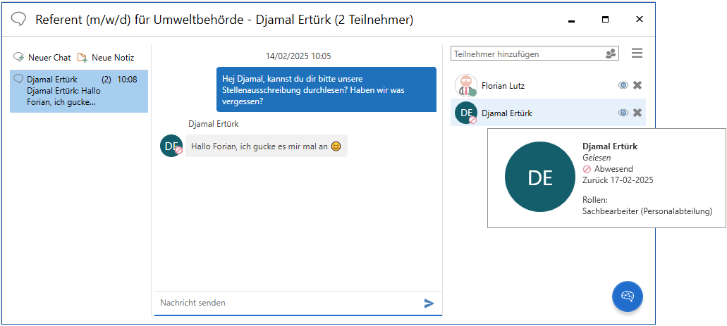 view chat participant status