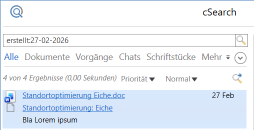search created date