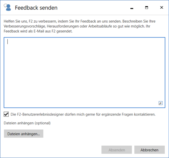 send feedback dialogue