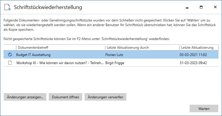 document recovery overview 2