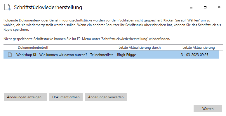 document recovery overview