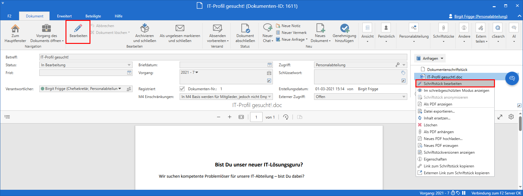 edit record document