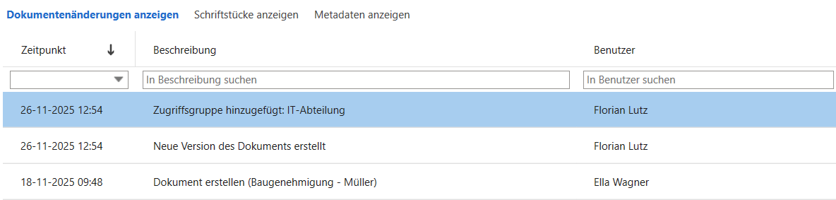record history show changes