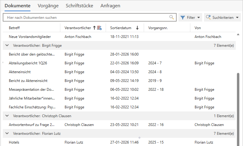 auto grouped result list