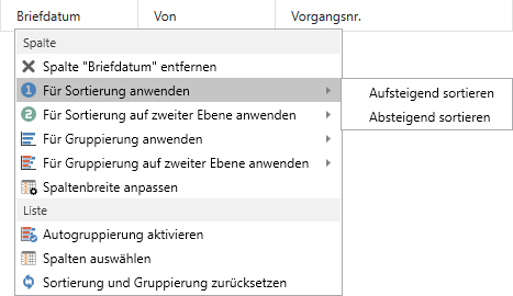 right click sort