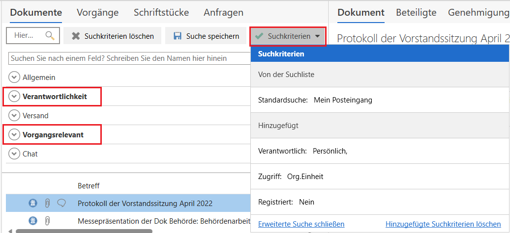 view search criteria