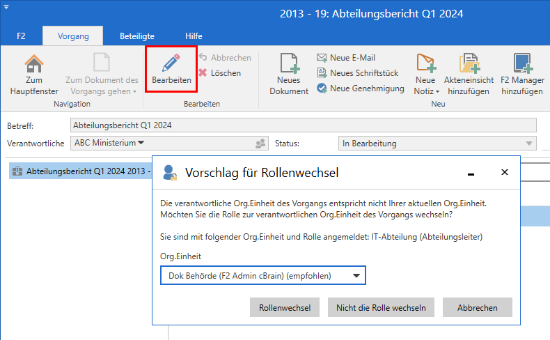change role case window