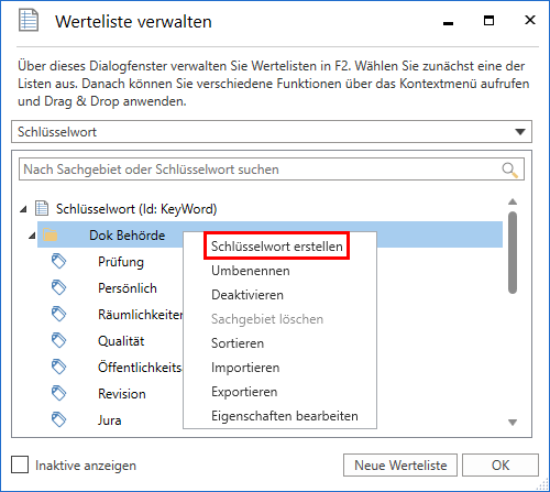keyword create menu
