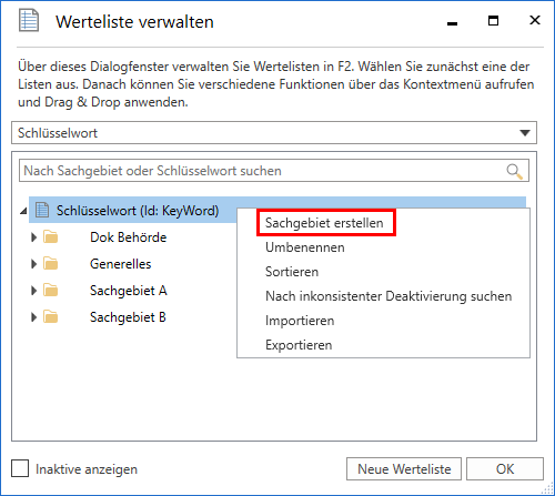 keyword group create menu