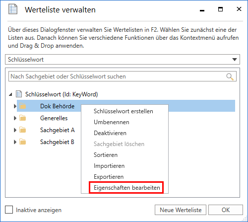 keyword group edit menu