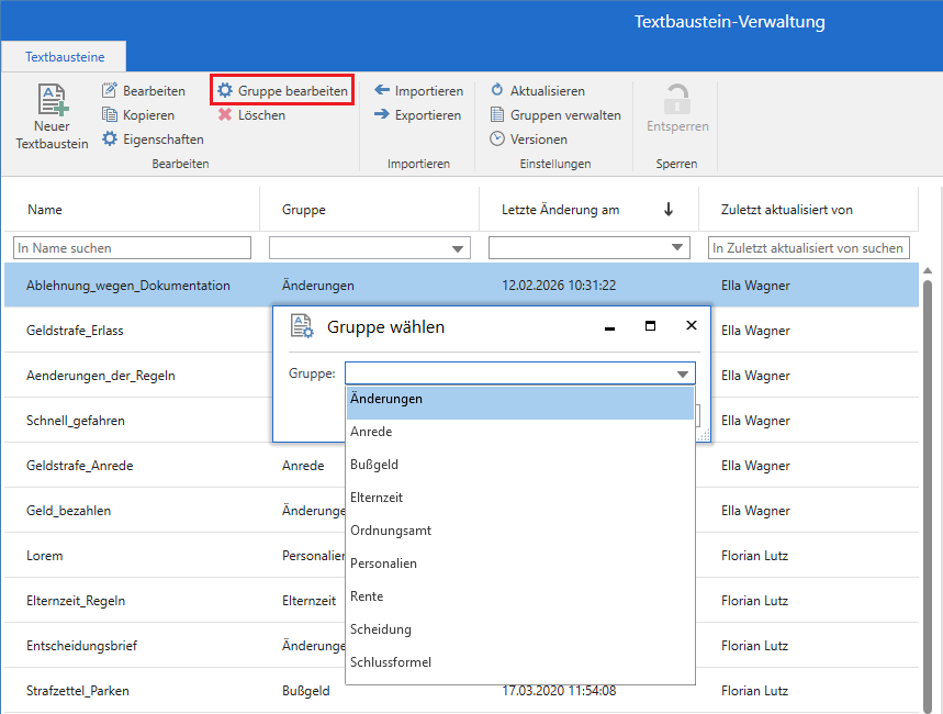 edit group dropdown