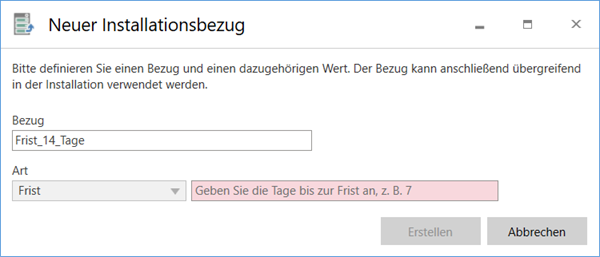 create new installation reference