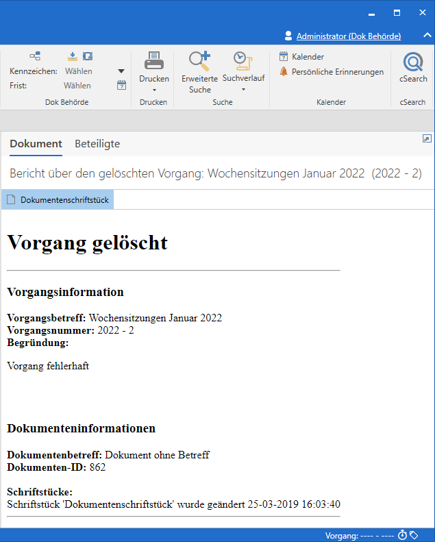report deleted case