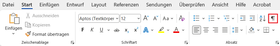activate paragraph marks