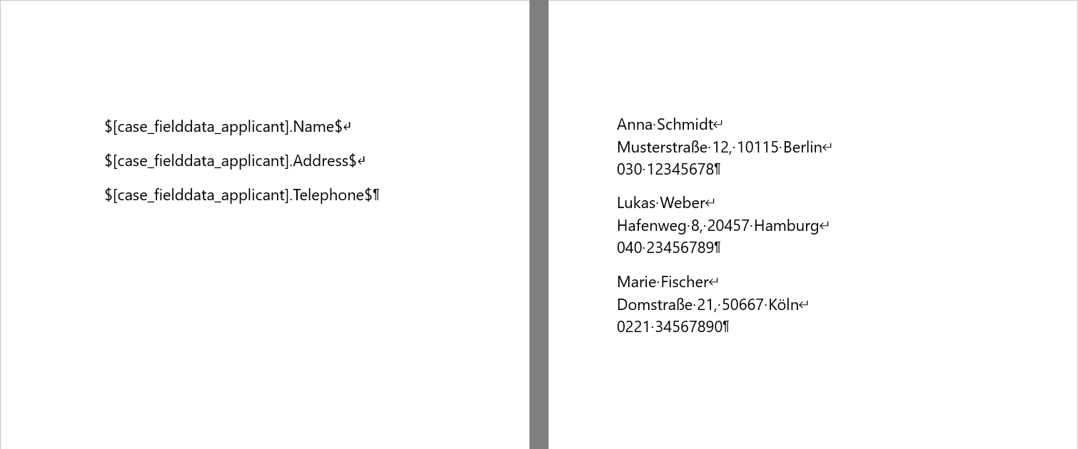 list merge fields correct