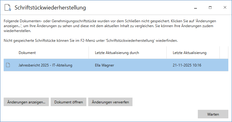 document recovery overview