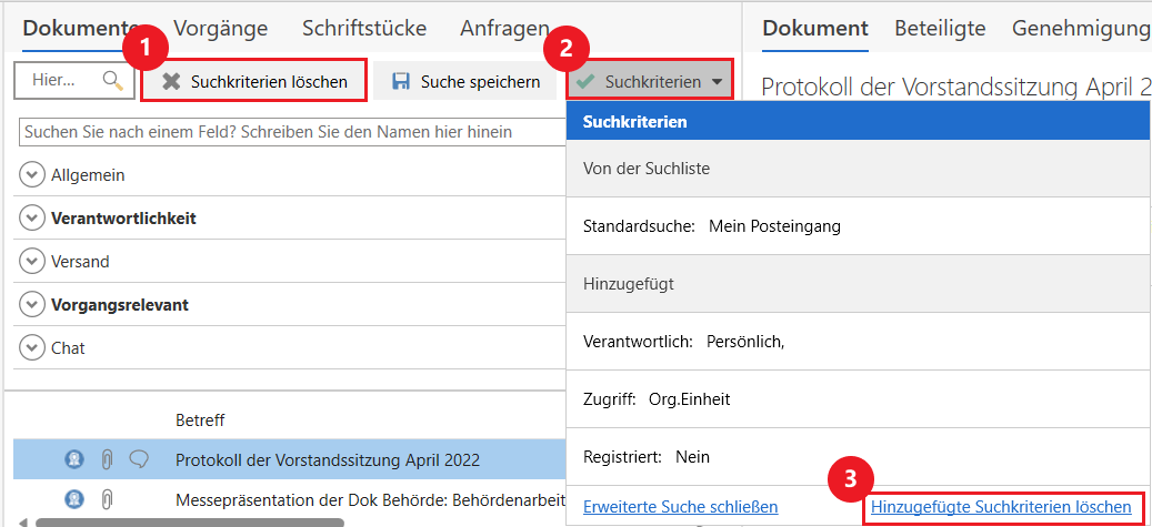 clear search criteria