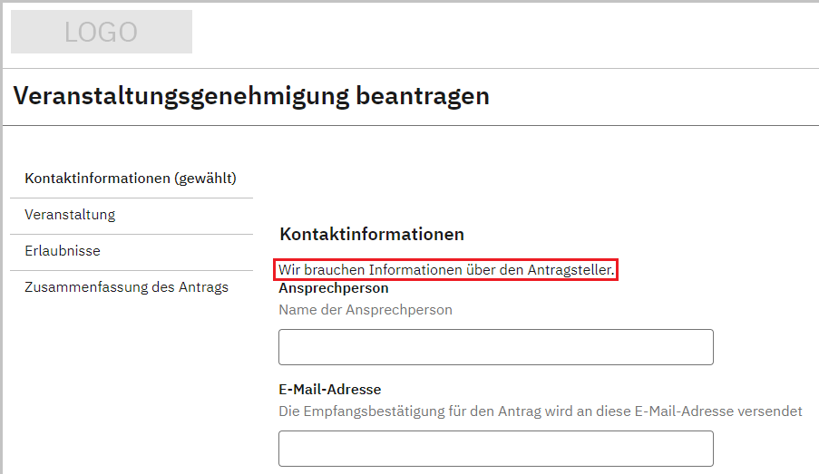 guidance text panel content type