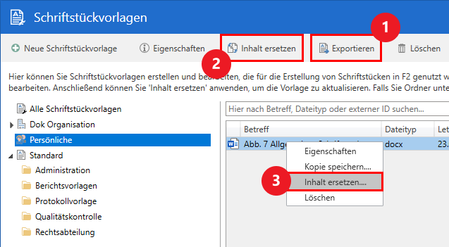 export replace document template