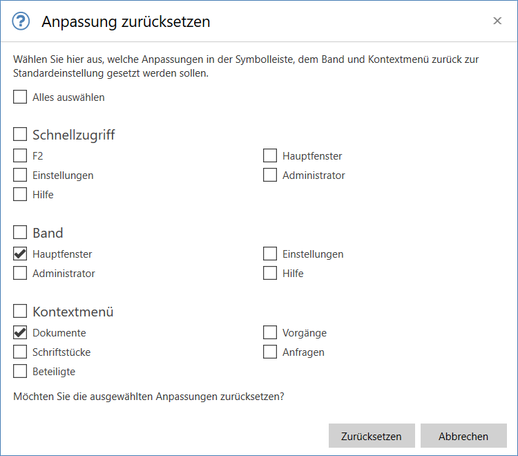 reset settings
