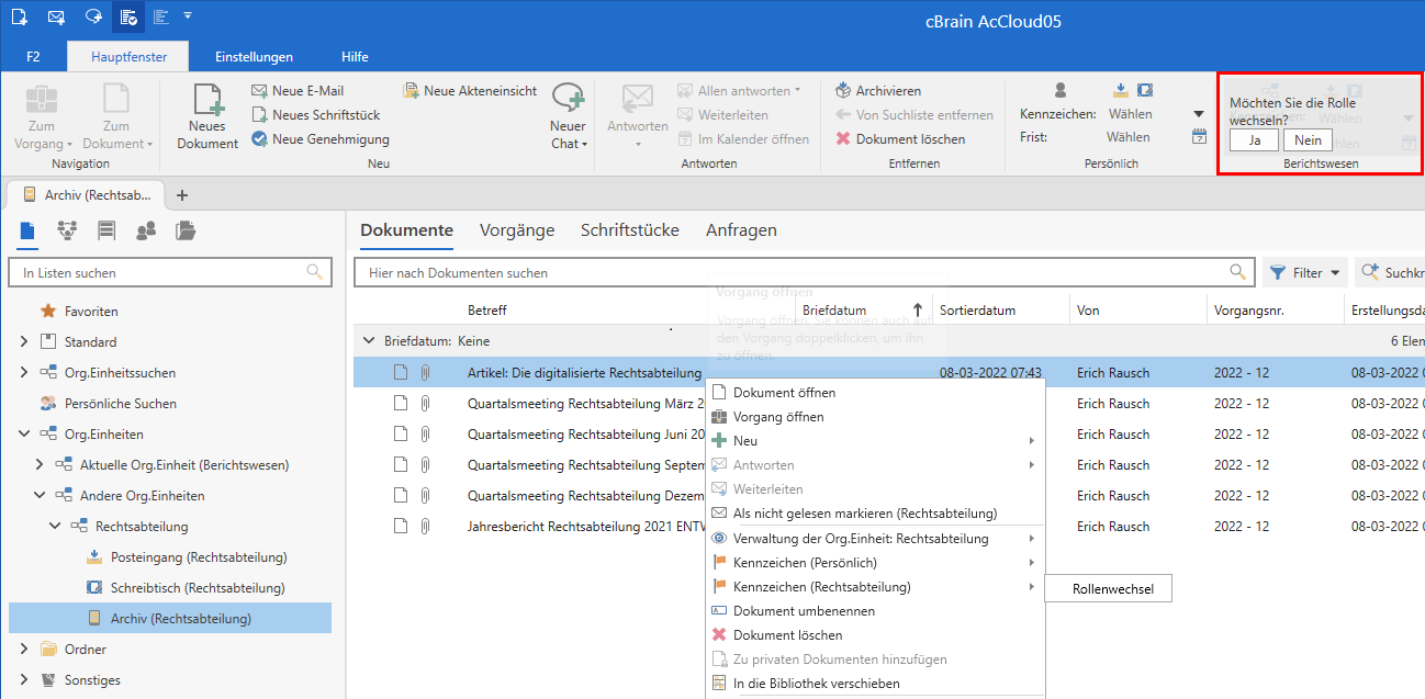 change role main window