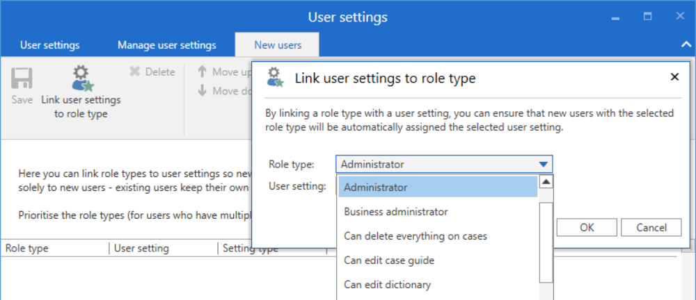 link user setting