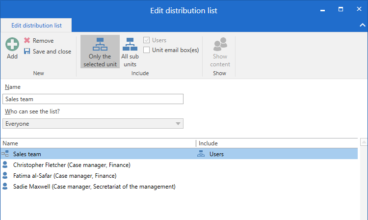 edit distribution list