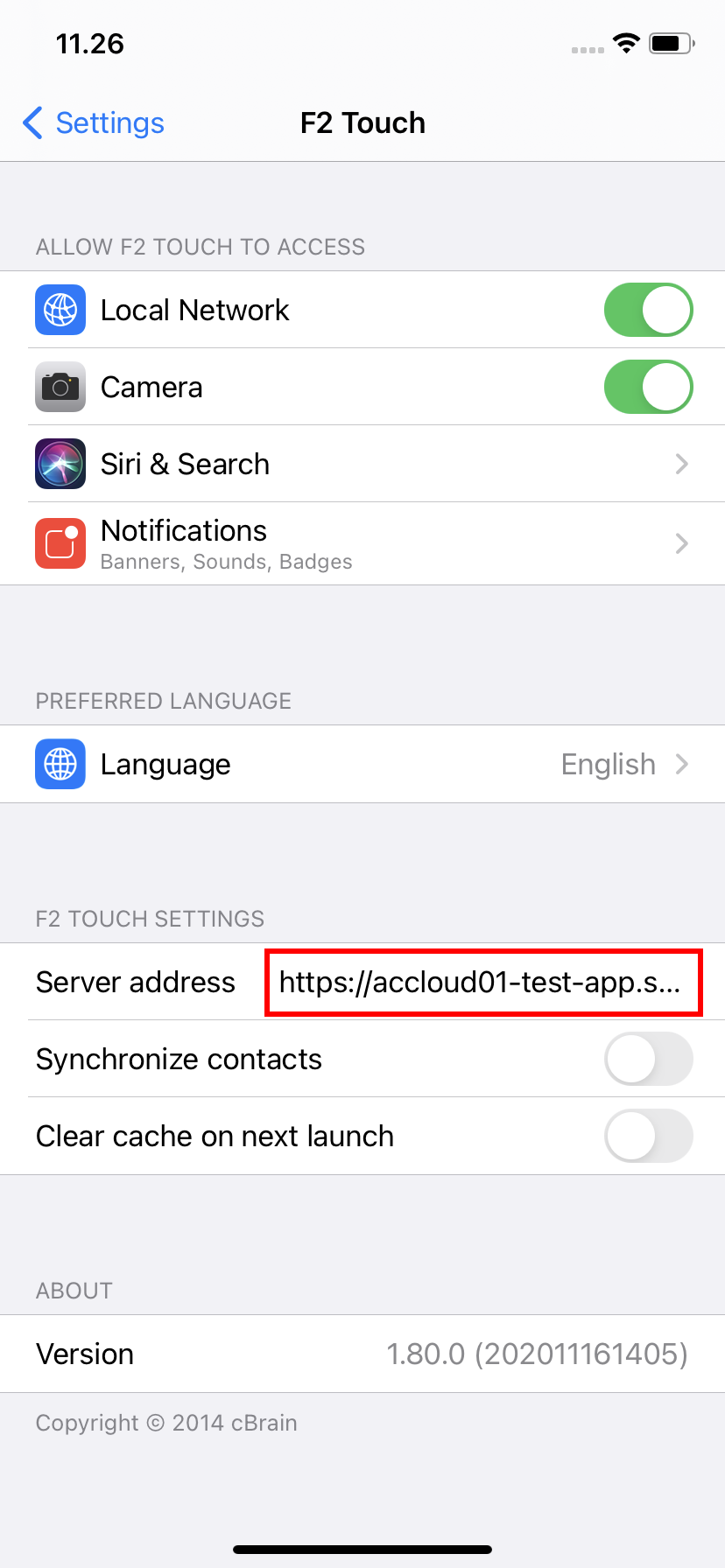 ios app settings server address