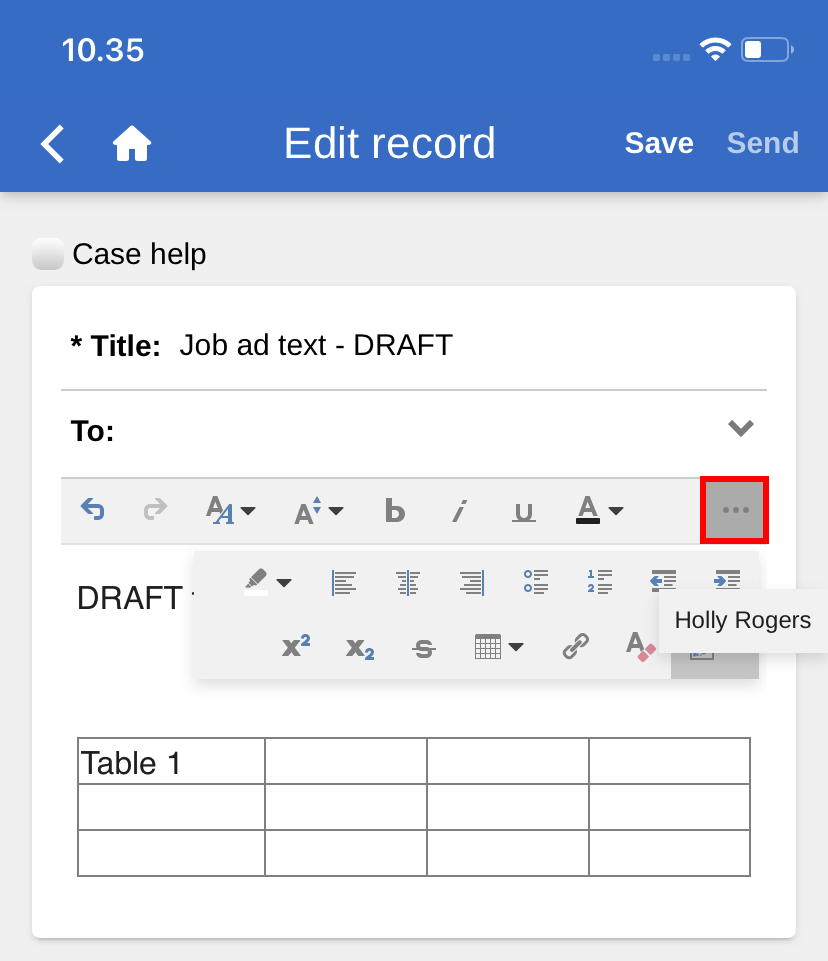 record document expand toolbar