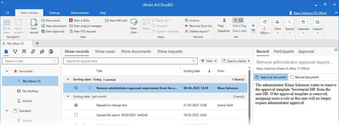 approval inbox