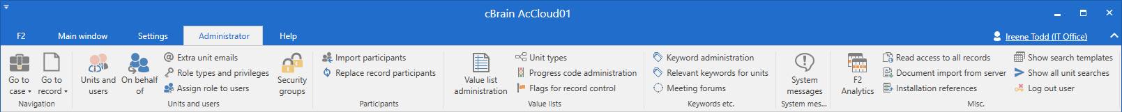 administrator tab