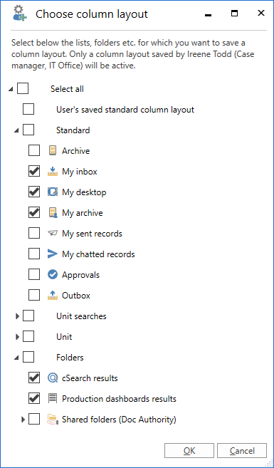 choose column settings