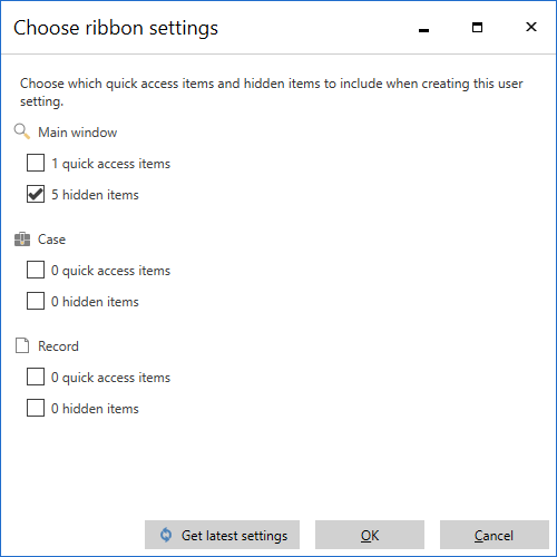 ribbon settings