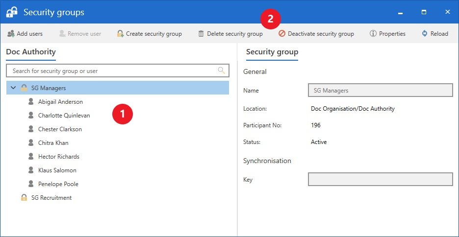 security groups window