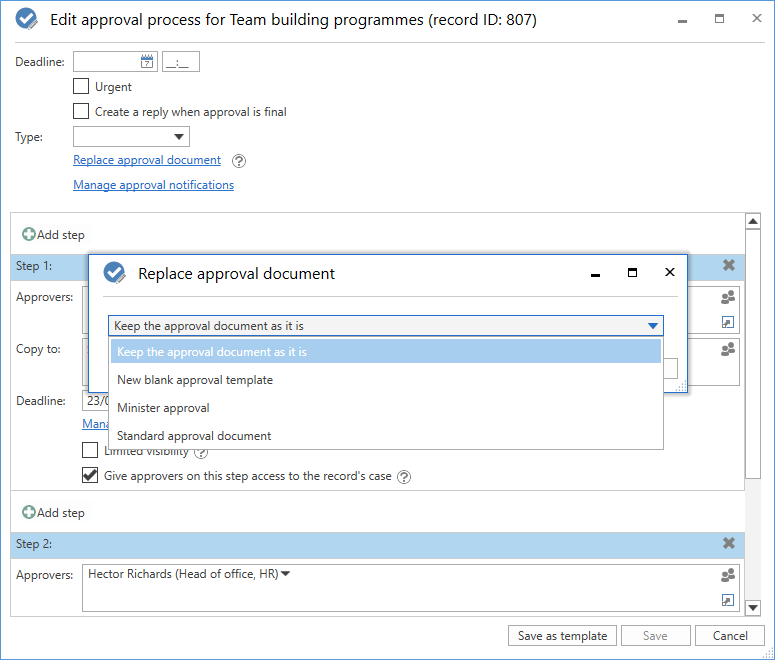 change approval document