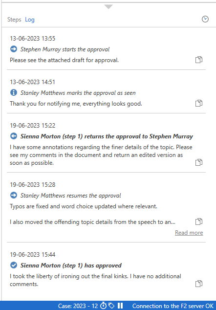 display mode log