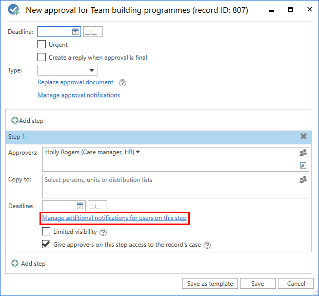 manage approval step notifications