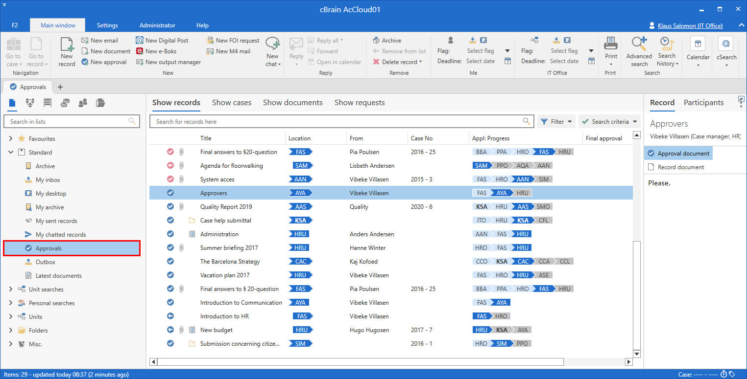 overview active approvals