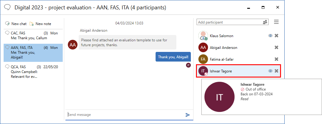 view chat participant status