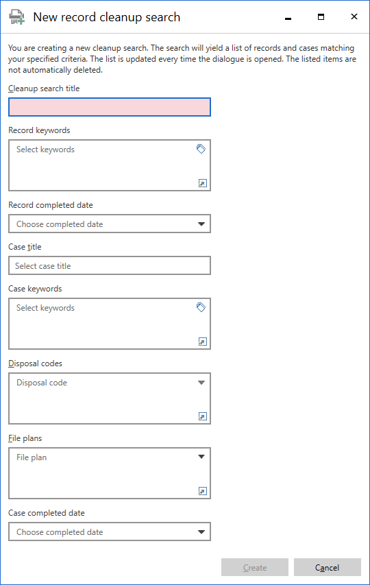 data cleanup create record search