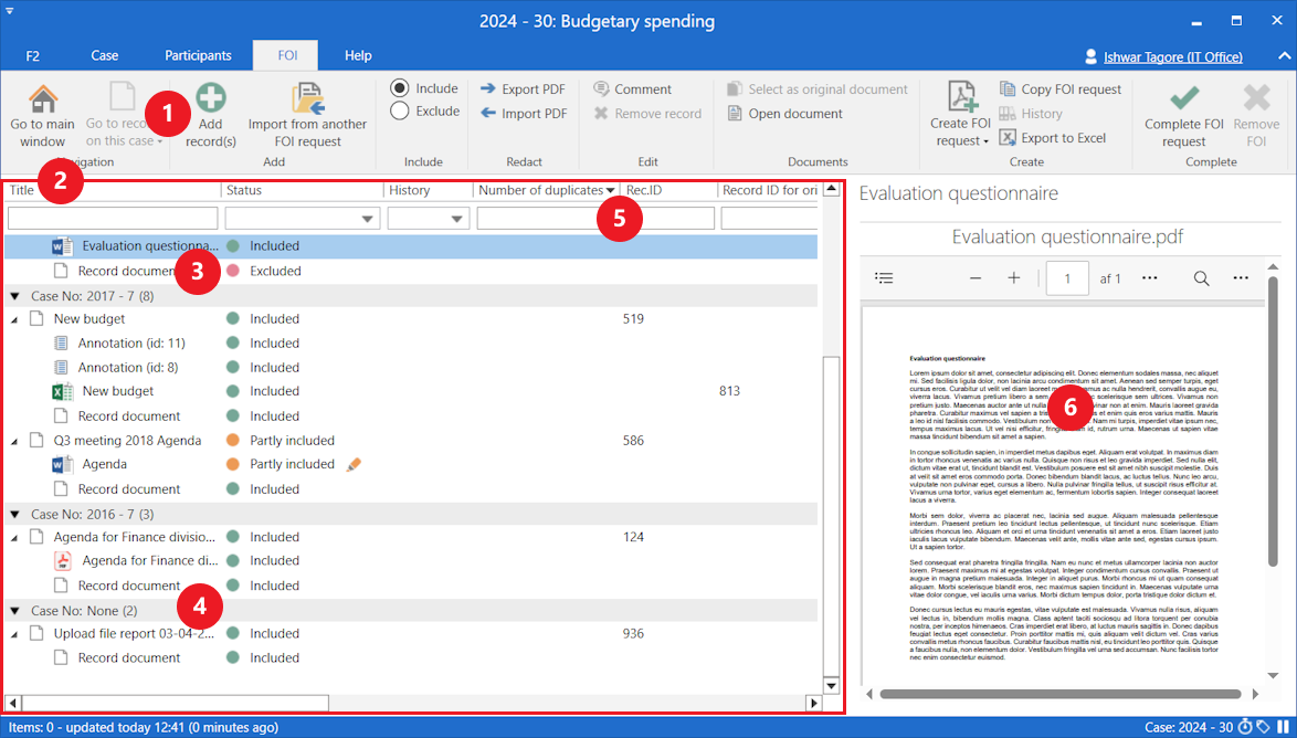 foi tab in case window numbers