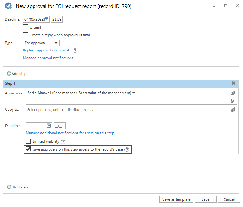 give approvers access to foi request report