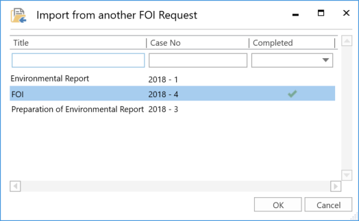 import from another foi request dialogue