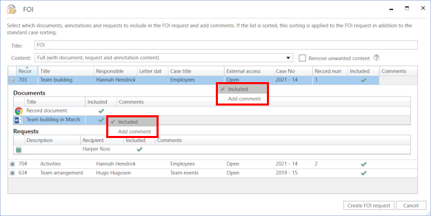 element context menu