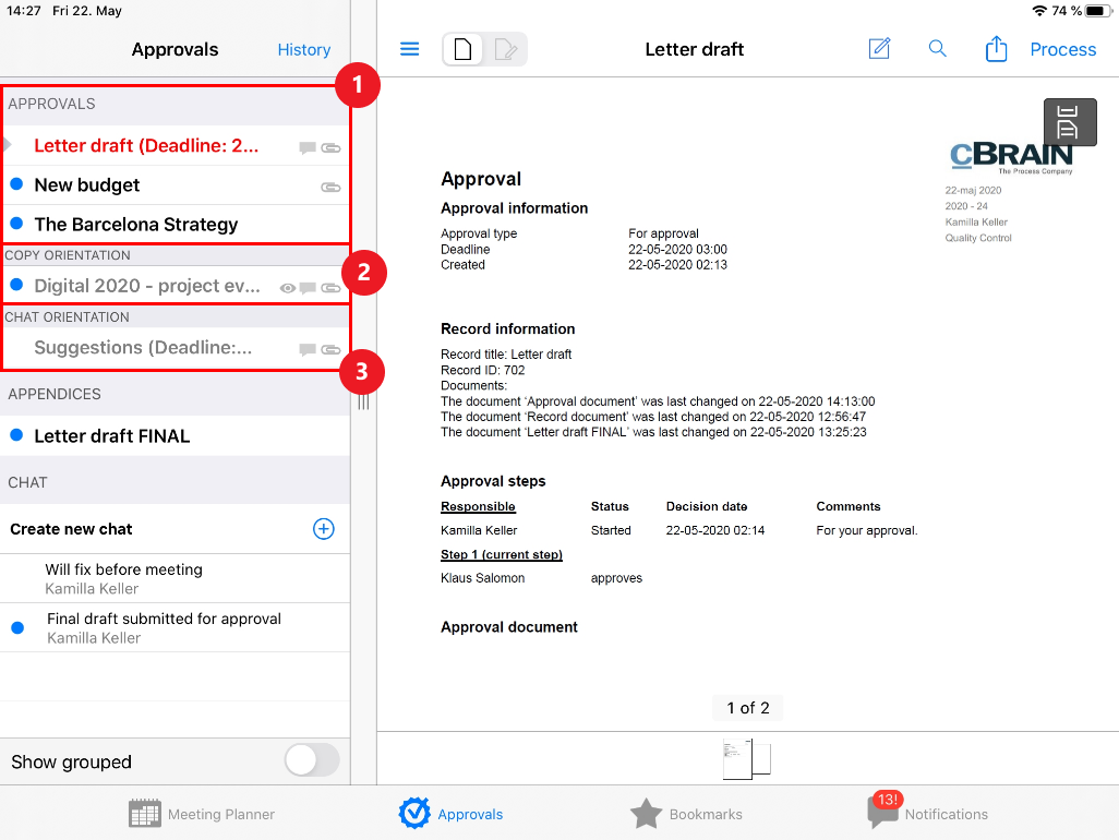 approvals list