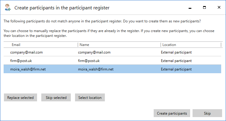 create participants dialogue