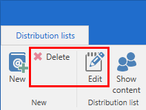 delete or edit distribution list