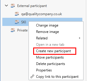 external participant create