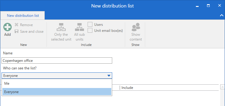 new distribution list